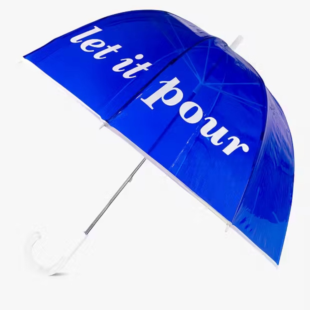 Blue Umbrella with 'Let It Pour' Text